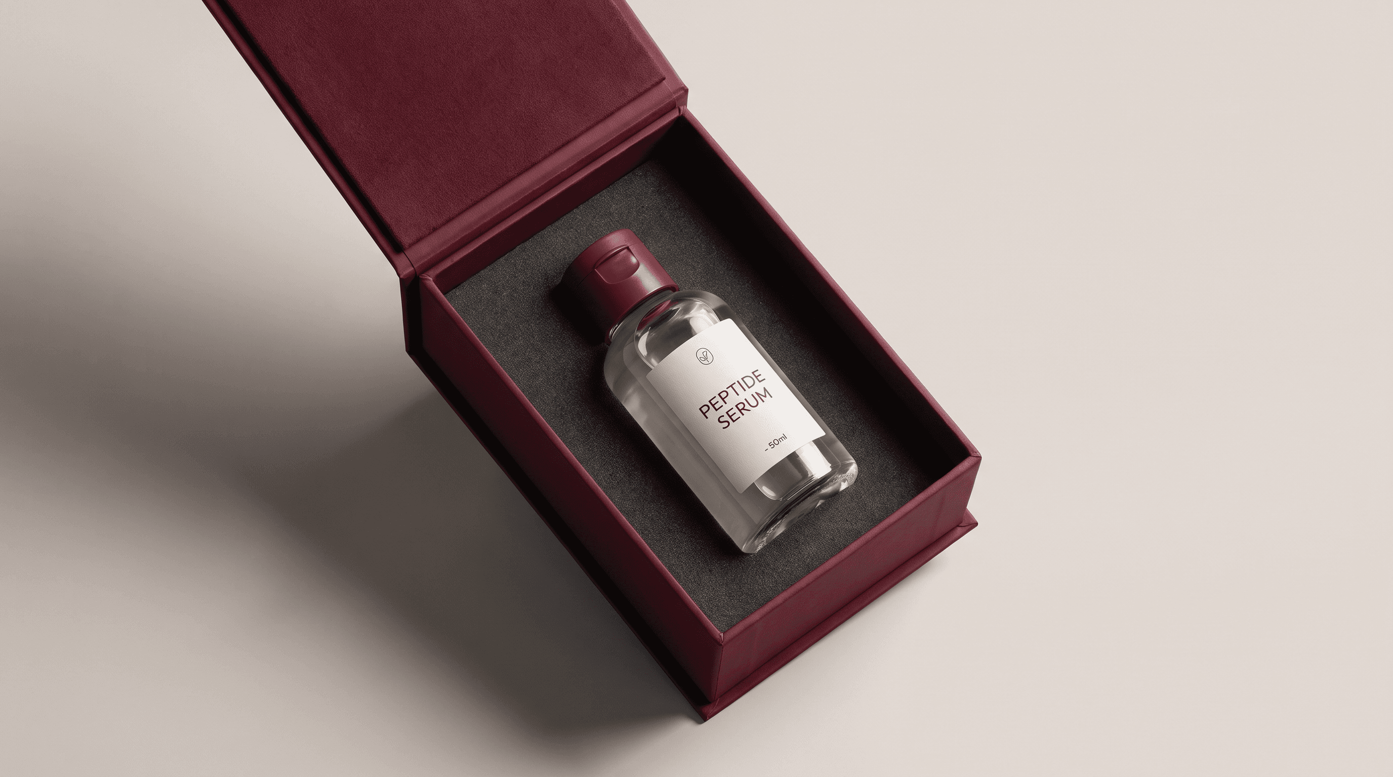 Peptide vial presented in an Avenza shipping case